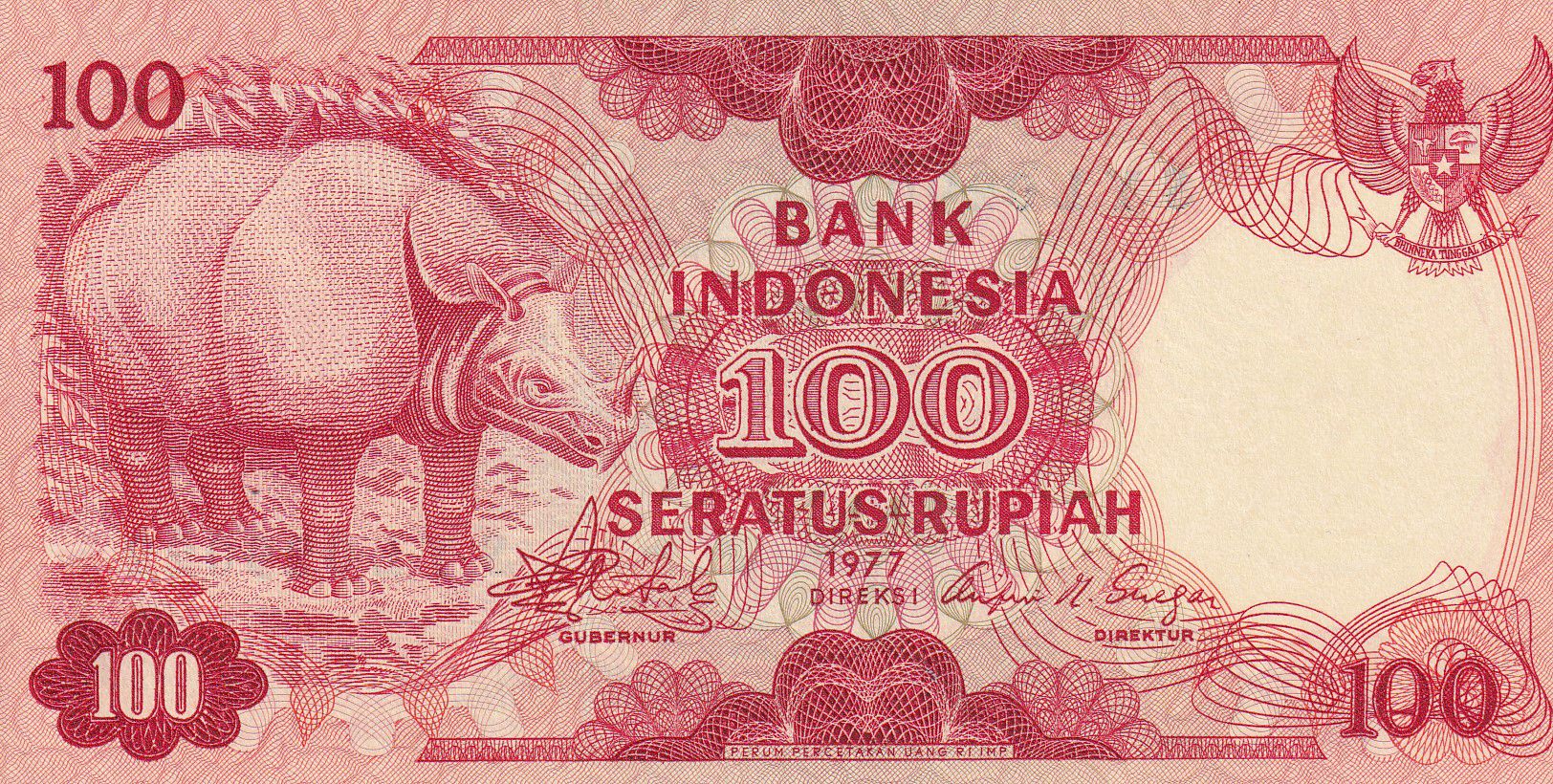 INDONESIA 100 RUPIAH 1977 P 116 UNC 