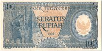 Indonesia 100 Rupiah,  Rubber Plantation - 1964 - P.58