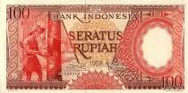 Indonesia 100 Rupiah, Rubber plantation - 1959 - P.58