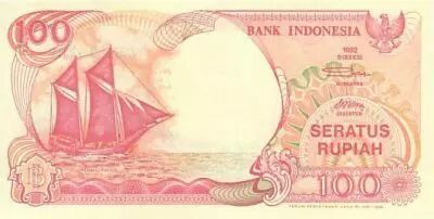 Indonesia 100 Rupiah Sailboat Pinisi - Volcano Anak Krakatau