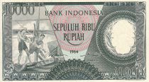 Indonesia 10000 Rupiah - Workers - River - 1964 - Serial DPT - P.UNC - P.100a