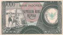Indonesia 10000 Rupiah - Workers - River - 1964 - Serial MWY - UNC - P.100b