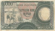 Indonesia 10000 Rupiah - Workers - River - 1964 - Serial QNL