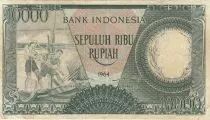 Indonesia 10000 Rupiah - Workers - River - 1964 - Serial QNL