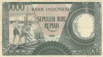 Indonesia 10000 Rupiah - Workers - River - 1964 - Serial STJ - P.100a
