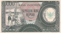 Indonesia 10000 Rupiah - Workers - River - 1964 - Serial WWM - UNC - P.100b