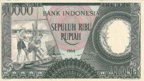 Indonesia 10000 Rupiah - Workers - River - 1964 - Serial XWV - P.100a