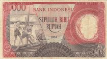 Indonesia 10000 Rupiah - Workers - River - 1964 - Various serial