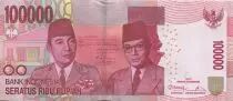 Indonesia 100000 Rupiah Soekarno and Hatta - Parliament bldg 2013