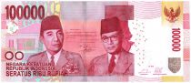 Indonesia 100000 Rupiah Soekarno and Hatta - Parliament bldg 2014