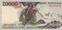 Indonesia 20000 Rupiah - Red bird - Flower - 1992 - Serial GAL - UNC - P.132a