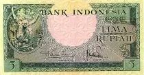 Indonesia 5 Rupiah,  Oran-Utan - Prambanan temple - 1957 - P.49
