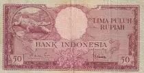 Indonesia 50 Rupiah - Crocodile - Deli Mosque - 1957