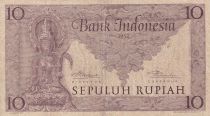 Indonésie 10 Rupiah - Déesse Prajnaparamita - 1952 - TB - P.43a