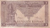 Indonésie 10 Rupiah - Déesse Prajnaparamita - 1952 - TTB - P.43a