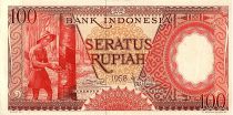 Indonésie 100 Rupiah,  Plantation de caoutchouc - 1959 - P.58