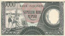 Indonésie 10000 Rupiah - Travailleurs - Rivière - 1964 - Série STJ - P.100a
