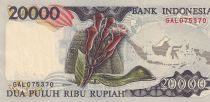 Indonésie 20000 Rupiah - Oiseau rouge - Fleur - 1992 - Série GAL - NEUF - P.132a