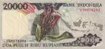 Indon&eacute;sie 20000 Rupiah - Oiseau rouge - Fleur - 1992 - TTB - P.1332a