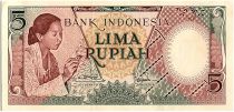 Indonésie 5 Rupiah,  Femme - Maison - 1955 - P.55