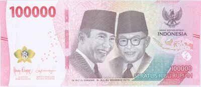 Indonesien 100,000 Rupiah - Soekarno and Hatta - Betawi Mask Dance - 2023 - REM Series