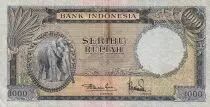 Indonesien 1000 Rupiah - Elephant - Fisherman - 1957