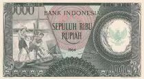 Indonesien 10000 Rupiah - Workers - River - 1964 - Serial KWR - UNC - P.100b