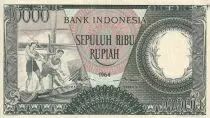 Indonesien 10000 Rupiah - Workers - River - 1964 - Serial STJ - P.100a