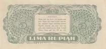 Indonesien 5 Rupiah - Dr Soekarno - 2 letters - 1947