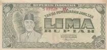 Indonesien 5 Rupiah - Dr Soekarno - 3 letters - 1947