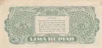 Indonesien 5 Rupiah - Dr Soekarno - 3 letters - 1947