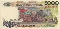 Indonesien 5000 Rupiah -Sasando Rote - Volcan -1992 - Serial BAM  - P.UNC - P.130
