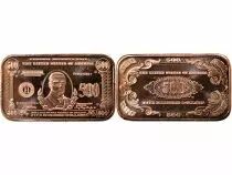 Ingot, 500$ bill, William McKinley - 1 Once Copper