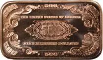 Ingot, 500$ bill, William McKinley - 1 Once Copper