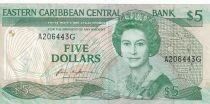 Inseln der Karibik $5 - Elizabeth II - Palm Tree and Shore - 1986 - AG Series