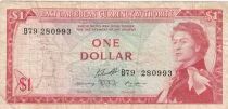 Inseln der Karibik 1 Dollar - Elizabeth II - Beach, Coconut Tree - 1965 - B79