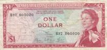 Inseln der Karibik 1 Dollar Elizabeth II - Beach, Coconut Tree - 1965 - B37