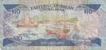 Inseln der Karibik 10 Dollars - Elizabeth II - Boat, landscape - ND (1985) - Suffix L