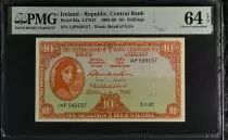 Irland 10 Shillings - Lady Lavery - 03-01-1962 - Serial 14P - PMG 64 EPQ