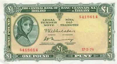 Irlanda 1 Pound - Lady Hazel Lavery - 17-05-1974 - P.64