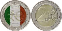 Irlande 2 Euros - 10 ans UEM - Colorisée - 2009 - Bimétallique