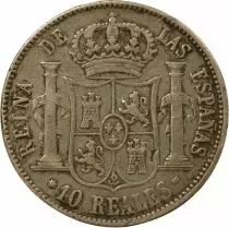 Isabel II - 10 Silver Reales - 1855 Barcelona