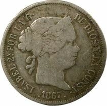Isabel II - 40 Silver Centimos - 1867 Madrid