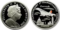 Isla de Man 1 Crown Elizabeth II Concorde - Silver - Colored