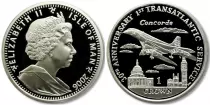 Isla de Man 1 Crown Elizabeth II Concorde - Silver - Uncolored