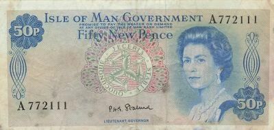 Isla de Man 50 New Pence - Elizabeth II - ND (1972) - P.28a