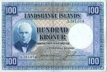 Island 100 Kronur, J. Sigurdsson  - Herd of sheep  - 1946  - P.35 a