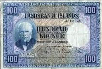 Islandia 100 Kronur,  J. Sigurdsson - Herd of sheep - 1948 - P.35 a