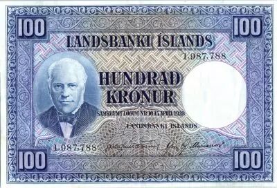 Islandia 100 Kronur, J. Sigurdsson  - Herd of sheep  - 19(43-57) - P.35 a