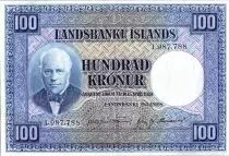 Islandia 100 Kronur, J. Sigurdsson  - Herd of sheep  - 19(43-57) - P.35 a